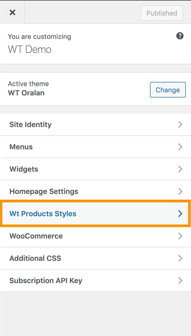 customize wt products styles