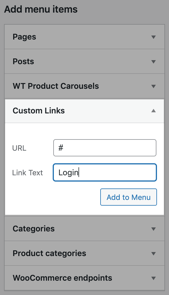 login menu create
