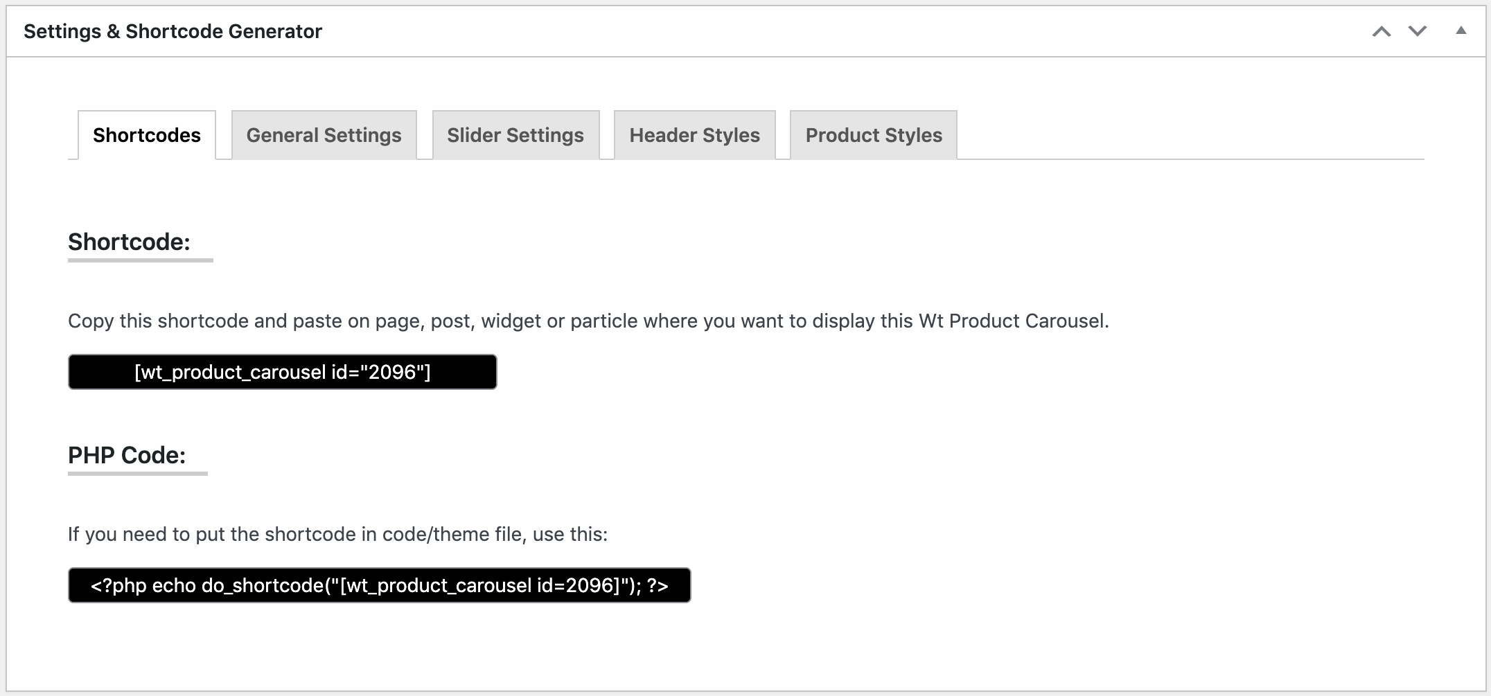 WT Product Carousel for WooCommerce - screenshot