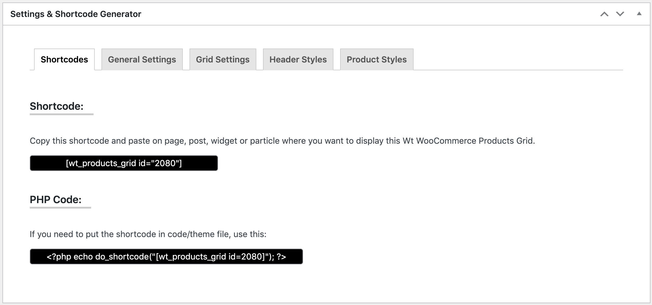 WT Products Grid for WooCommerce - screenshot