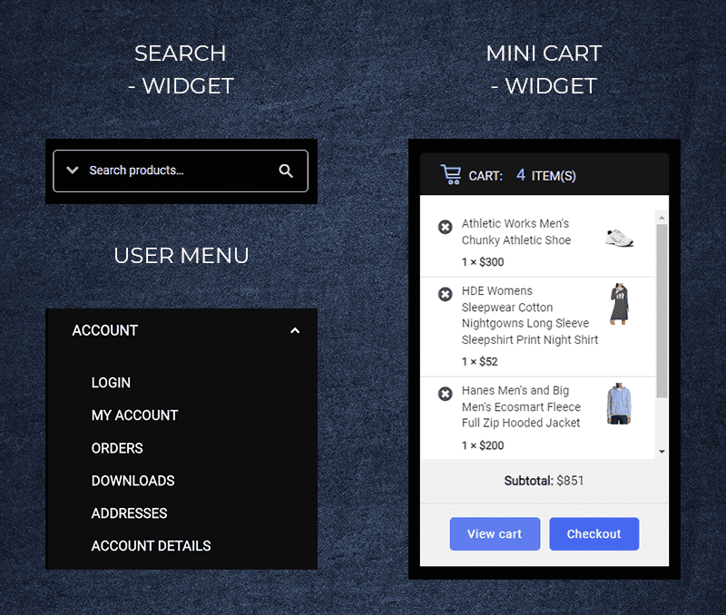 Canvoler Search Cart Usermenu