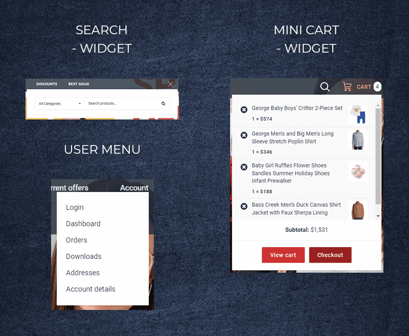 Jasnyds Search Cart Usermenu