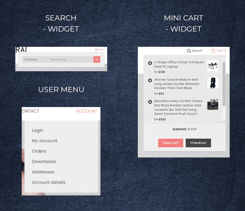 Lightcoral Search Cart Usermenu