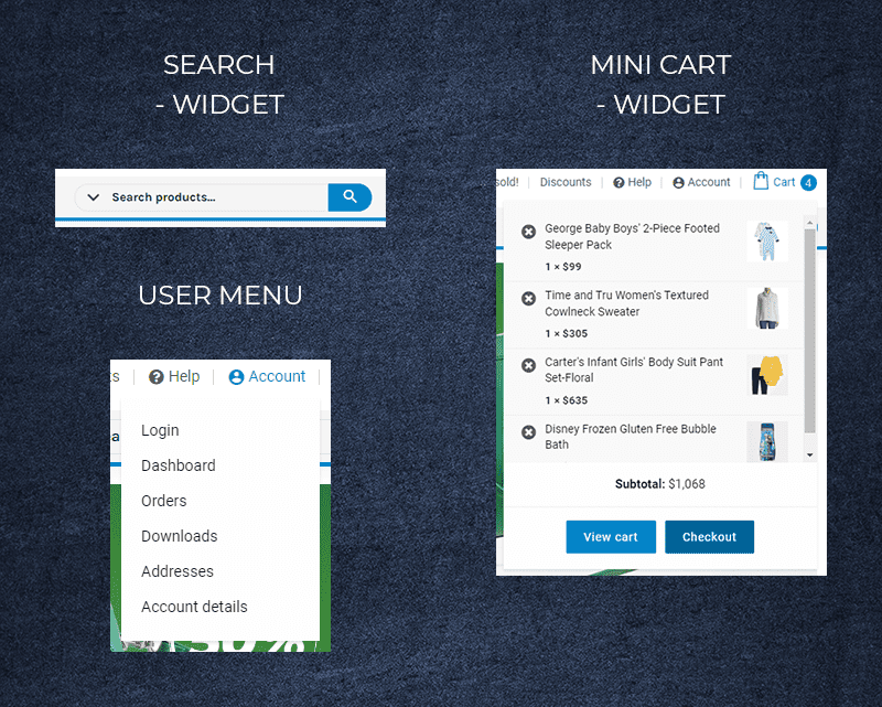 Sascybie Search Cart Usermenu