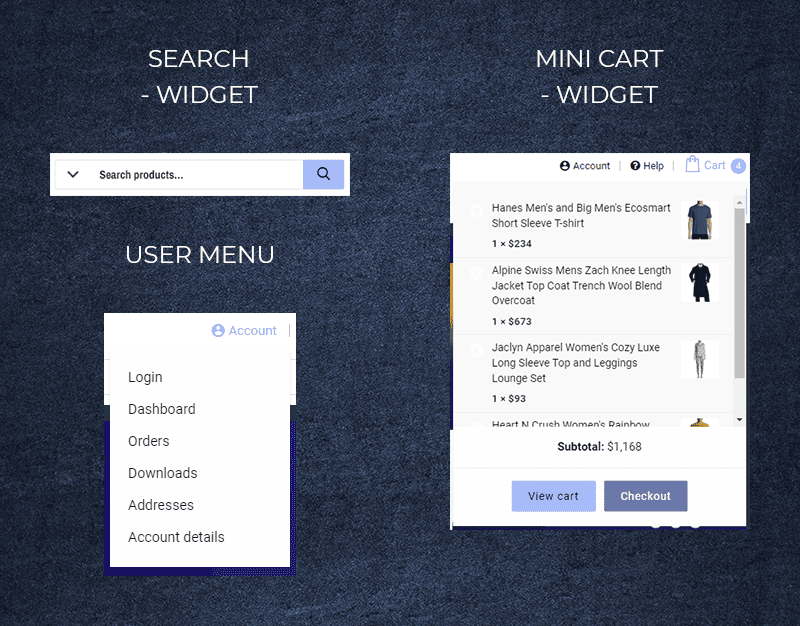 Tydegeon Search Cart Usermenu